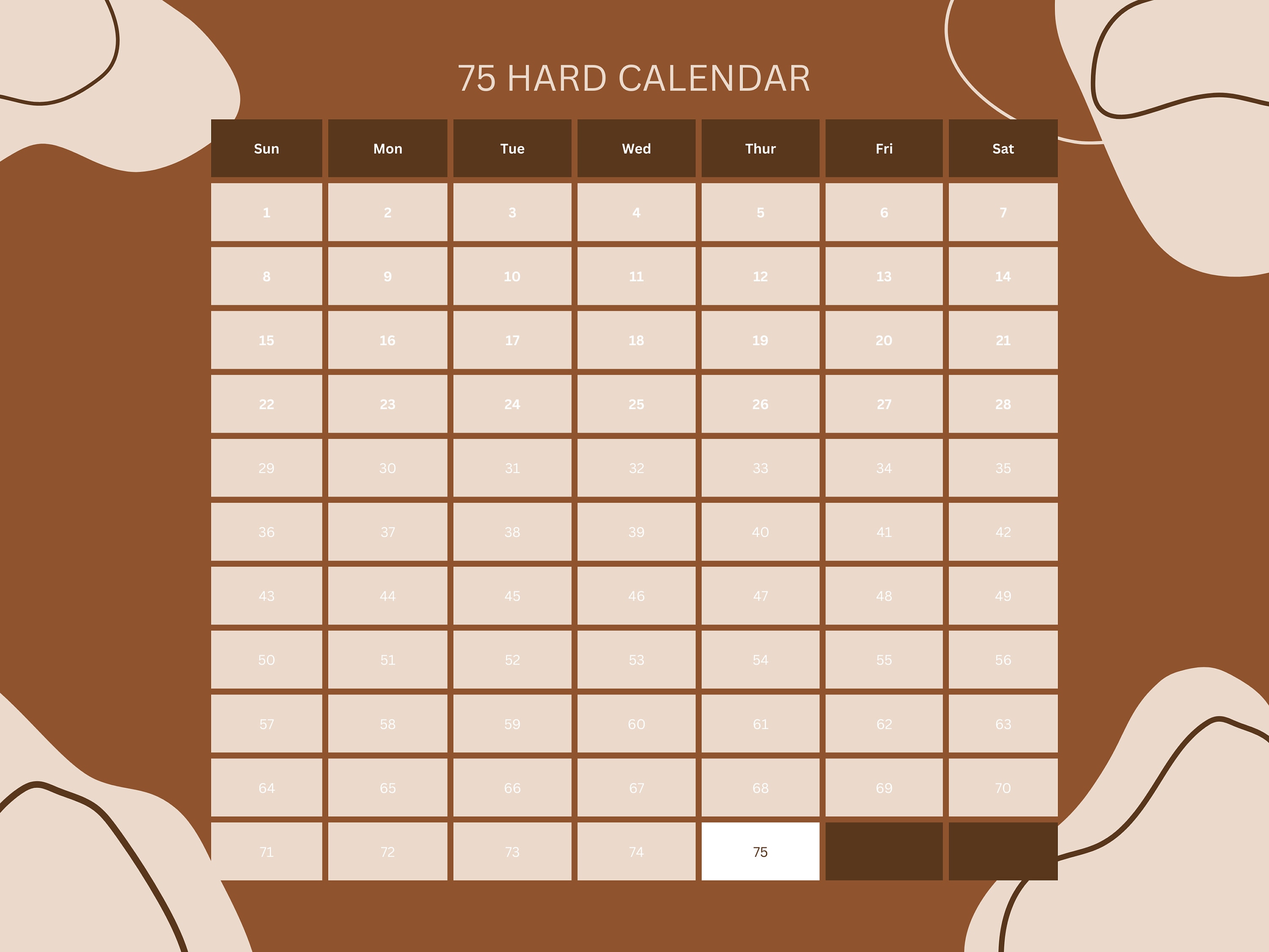 75 Hard Calendar Tracker Etsy 75 Hard Calendar Tracker Etsy