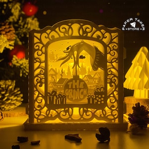 Modèle pop-up joyeux Noël, pop-up SVG pour projets Cricut, découpe de papier 3D en forme de tranche de boîte à lumière, veilleuse pop-up bricolage
