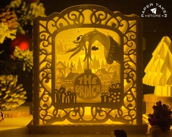 Merry Christmas Pop-Up Template, Pop-Up SVG for Cricut Projects, 3D Papercut Light Box Sliceform, DIY Pop-Up Night Light