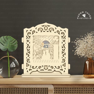 Cat and Moon Pop-Up Template, Pop-Up SVG for Cricut Projects, 3D Papercut Light Box Sliceform, DIY Pop-Up Night Light