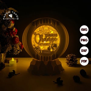 Modèle pop-up enseignants, globe pop-up SVG pour projets Cricut, forme de tranche de boîte à lumière papercut 3D, veilleuse globe bricolage