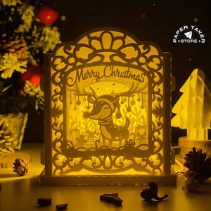 Joyeux Noël 5 modèles pop-up, pop-up SVG pour projets Cricut, découpe de papier 3D en forme de tranche de boîte à lumière, veilleuse pop-up bricolage