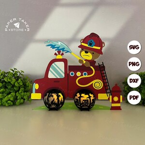 Lanterne camion de pompier SVG | Vidéo de montage incluse | Téléchargement numérique | Silhouette Cameo, conçue pour les machines de découpe, Cricut