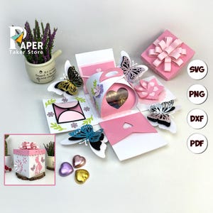 Mutter Tag 1 Überraschungsgeschenkbox, handgemachtes Geschenk, SVG-Vorlage, Jumping Box svg für Cricut, Explosionsbox SVG, Überraschungsbox svg, Fotorahmen