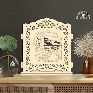 Modèle pop-up phare, pop-up SVG pour projets Cricut, découpe de papier 3D en forme de tranche de boîte à lumière, veilleuse pop-up bricolage