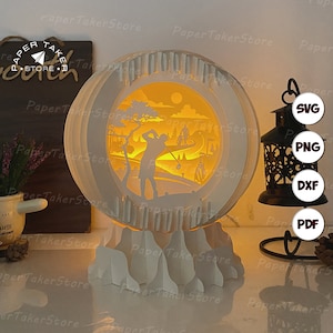 Golf 1 Pop-Up Template, Globe Pop-Up SVG for Cricut Projects, 3D Papercut Light Box Sliceform, DIY Globe Night Light