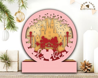Love of Mouse pop up svg template, Mouse circle pop up svg for cricut projects, sliceform paper cut lightbox, sphere pop up DIY