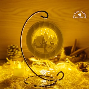 Modèle svg hiver pop-up, ornement hiver pop-up svg pour projets cricut, caisson lumineux découpé en papier en forme de tranche, sphère pop-up bricolage
