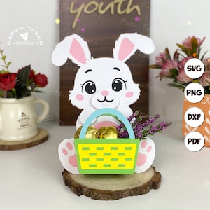 Cartão de coelho fofo Páscoa SVG | Vídeo de montagem incluso | Download digital | Silhouette Cameo, projetado para máquinas de corte, ScanNcut, Cricut