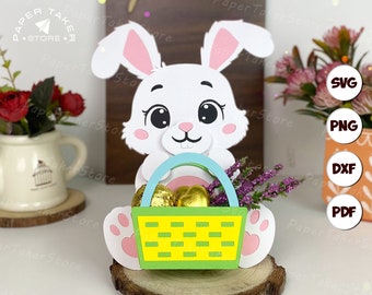 Jolie carte de lapin Pâques SVG | Vidéo de montage incluse | Téléchargement numérique | Silhouette Cameo, conçue pour les machines de découpe, ScanNcut, Cricut