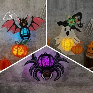 Pack 3 modèle de lanterne Halloween lanterne svg, papier découpé 3d Halloween, lanterne en papier Halloween, fichier svg lanterne en papier pour cricut