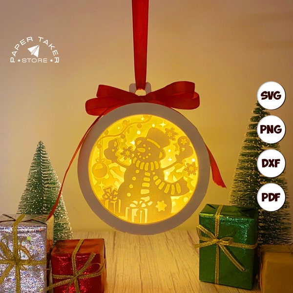 Christmas Snowman pop up svg template, Christmas ornament pop up svg for cricut projects, sliceform paper cut lightbox, sphere pop up DIY