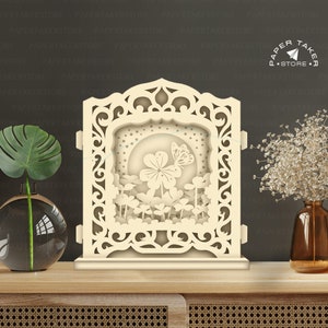 Pop-upsjabloon klaver, pop-up SVG voor Cricut-projecten, 3D Papercut-lichtbak sliceform, DIY pop-upnachtlampje