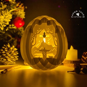 Modèle pop-up Jesus 1, SVG pop-up Pâques pour projets Cricut, forme de tranche de boîte à lumière papercut 3D, veilleuse de Pâques bricolage