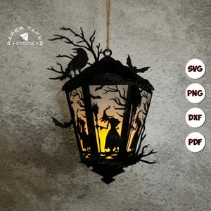 Witch Lantern SVG Template: Halloween 3D Papercut (Digital Files)