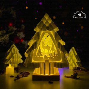 Plantilla SVG emergente de Navidad 3, plantilla SVG emergente de pino navideño para proyectos de Cricut, caja de luz de corte de papel Sliceform, esfera emergente DIY