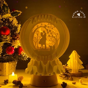 Modèle amour pop-up, globe pop-up SVG pour projets Cricut, forme de tranche de boîte à lumière papercut 3D, veilleuse globe bricolage