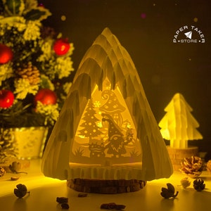 Plantilla SVG emergente de Navidad, plantilla SVG emergente de pino navideño para proyectos de Cricut, caja de luz de corte de papel Sliceform, esfera emergente DIY