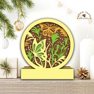 Butterfly pop up svg template, Butterfly circle pop up svg for cricut projects, sliceform paper cut lightbox, sphere pop up DIY