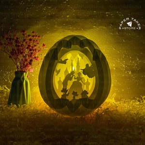Modèle pop-up Fairy Tail, Pâques pop-up SVG pour projets Cricut, découpe de papier 3D en forme de tranche de boîte à lumière, veilleuse de Pâques bricolage