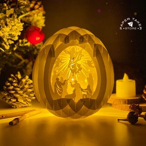 Modèle pop-up Jésus 3, Pâques pop-up SVG pour projets Cricut, découpe de papier 3D en forme de tranche de boîte à lumière, veilleuse de Pâques bricolage