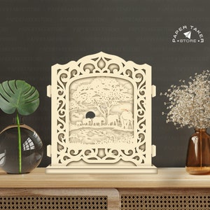 Modèle pop-up éléphant, pop-up SVG pour projets Cricut, découpe de papier 3D en forme de tranche de boîte à lumière, veilleuse pop-up bricolage