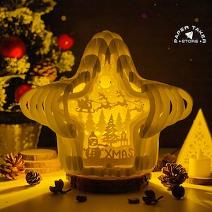 Christmas pop up svg template, Christmas star pop up svg for cricut projects, sliceform paper cut lightbox, sphere pop up DIY