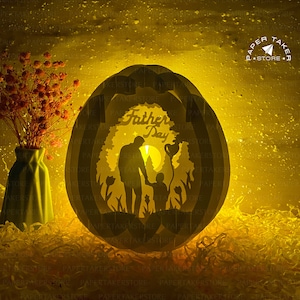 Modèle de caisson lumineux 3D pour la fête des pères, fichier svg 3D en papier découpé, bricolage, découpe Cricut, Shadow Box Paper Cut