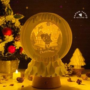 Christmas 2 Globe Pop Up SVG Template, Christmas Lightbox 3D Papercut Light Box Sliceform Paper Sphere Popup, 3d svg cricut