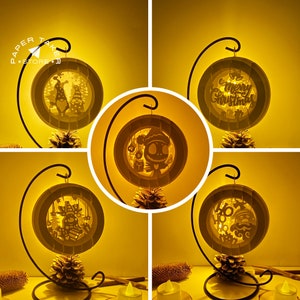 Paquete de 5 plantillas SVG emergentes navideñas, adornos navideños emergentes SVG para proyectos de Cricut, caja de luz cortada con papel Sliceform, esfera emergente DIY