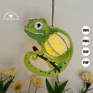 Laterne Gecko Laterne svg vorlage, Sommer 3d papierschnitt, Tier Papierlaterne, Papierlaterne svg schnitt Datei für Cricut