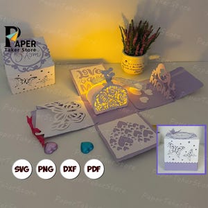 Muttertag 4 Überraschungsgeschenkbox, handgemachtes Geschenk, SVG-Vorlage, Jumping Box svg für Cricut, Explosionsbox SVG, Überraschungsbox svg, Fotorahmen