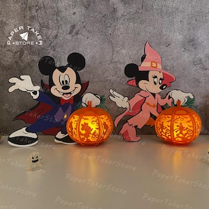 Pacchetto 2 Lanterna Topo Modello SVG per Lanterna di Halloween, Carta 3D ritagliata per Halloween, Lanterna di carta di Halloween, File di taglio SVG per lanterna di carta per Cricut