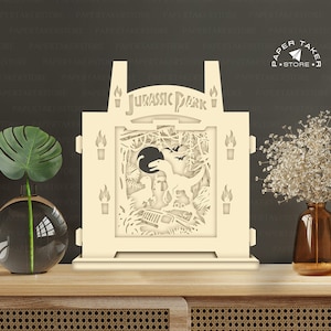 Modèle pop-up dinosaure, SVG pop-up pour projets Cricut, découpe de papier 3D en forme de tranche de boîte à lumière, veilleuse pop-up DIY