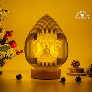 Modèle pop-up Bouddha 1, SVG pop-up gouttelettes pour projets Cricut, découpe de papier 3D en forme de tranche de boîte à lumière, veilleuse bricolage gouttelettes