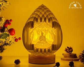 Buddha 1 Pop-Up Template, Droplet Pop-Up SVG for Cricut Projects, 3D Papercut Light Box Sliceform, DIY Droplet Night Light