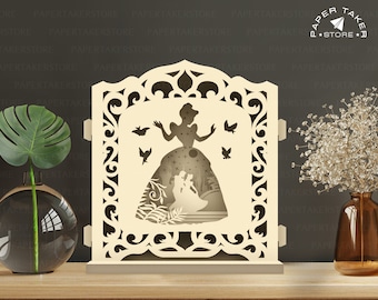 Cinderella 4 Pop-Up Template, Pop-Up SVG for Cricut Projects, 3D Papercut Light Box Sliceform, DIY Pop-Up Night Light