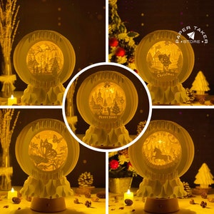 Pack 5 Pop-Up Template, Globe Pop-Up SVG for Cricut Projects, 3D Papercut Light Box Sliceform, DIY Globe Night Light