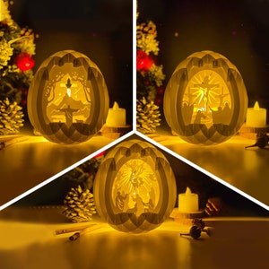 Pack 3 Jésus pop-up modèle, Pâques pop-up SVG pour projets Cricut, découpe de papier 3D en forme de tranche de boîte à lumière, bricolage veilleuse de Pâques