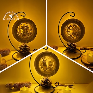 Paquete de 3 plantillas SVG emergentes de Navidad 2, adornos navideños emergentes SVG para proyectos de Cricut, caja de luz cortada con papel Sliceform, esfera emergente DIY