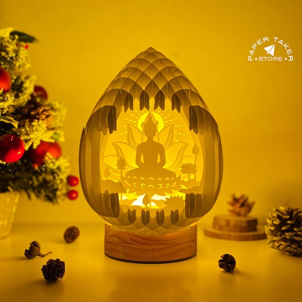 Buddha 2 Pop-Up Template, Droplet Pop-Up SVG for Cricut Projects, 3D Papercut Light Box Sliceform, DIY Droplet Night Light