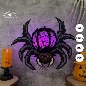 Laterne Spinne Laterne svg vorlage, halloween 3d papierschnitt, Tier Papierlaterne, Papierlaterne svg schnitt Datei für Cricut
