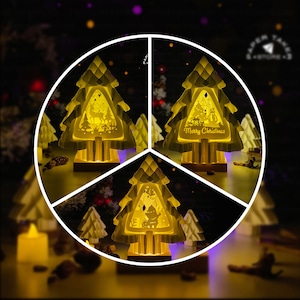 Pack de 3 modèles de Noël pop-up svg, pin de Noël pop-up svg pour projets cricut, caisson lumineux découpé en papier, sphère pop-up DIY