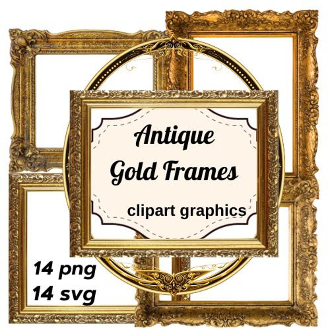 Vintage Gold Frames Clipart Collection 14 Antique Frames for Etsy