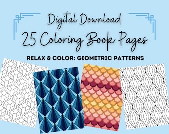 Coloring Book Pages | Geometric Patterns Coloring Book | Digital Download | Instant Download | Relax & Color | Coloring | Procreate