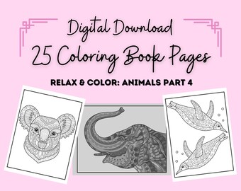 Animal Coloring Book Pages 4 | Animal Patterns Coloring Book | Digital Download | Instant Download | Relax & Color | Coloring | Procreate