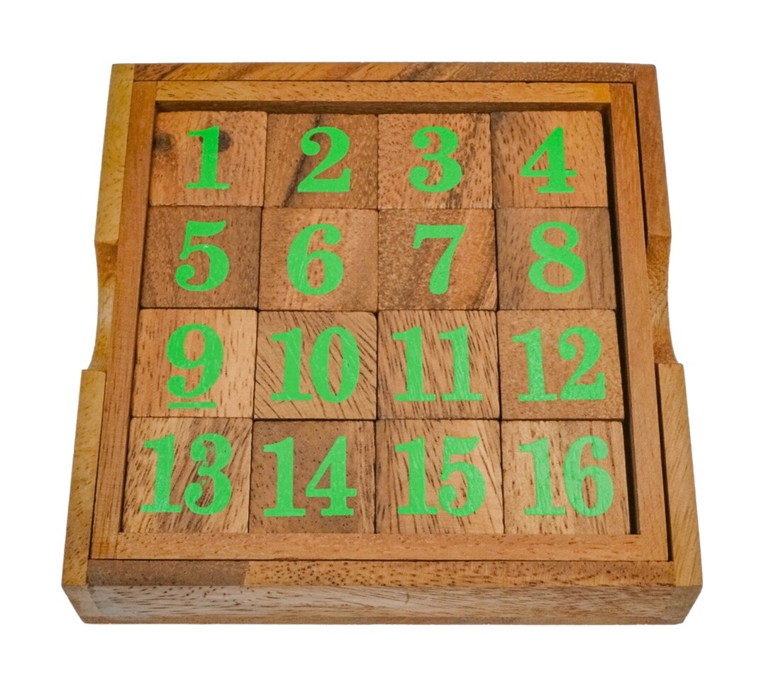 Slide 15 Green Numbers Sliding Game Math Game Wooden Puzzle Game - Etsy