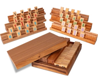 Rummy for 6 players – Elegant wooden game in a high-quality wooden box