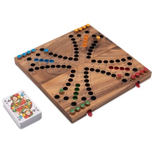 Tock für 4 Spieler - Spielfeld 27 x 26 cm - Gesellschaftsspiel mit Spielkarten