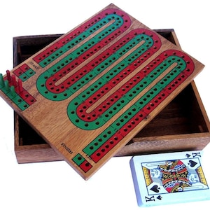Cribbage für 2 Spieler - Spielfeld 22 x 17 cm - Kartenspiel mit Spielkasten